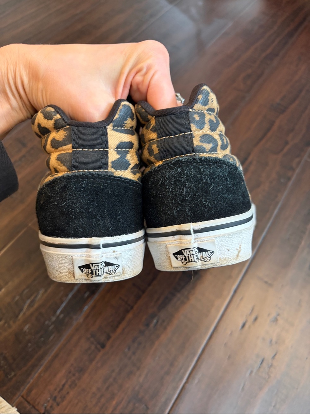 Vans High-Top Sk-8 Sneakers with Leopard Print and Black Suede Casual Skate 90’s - Picture 6 of 11